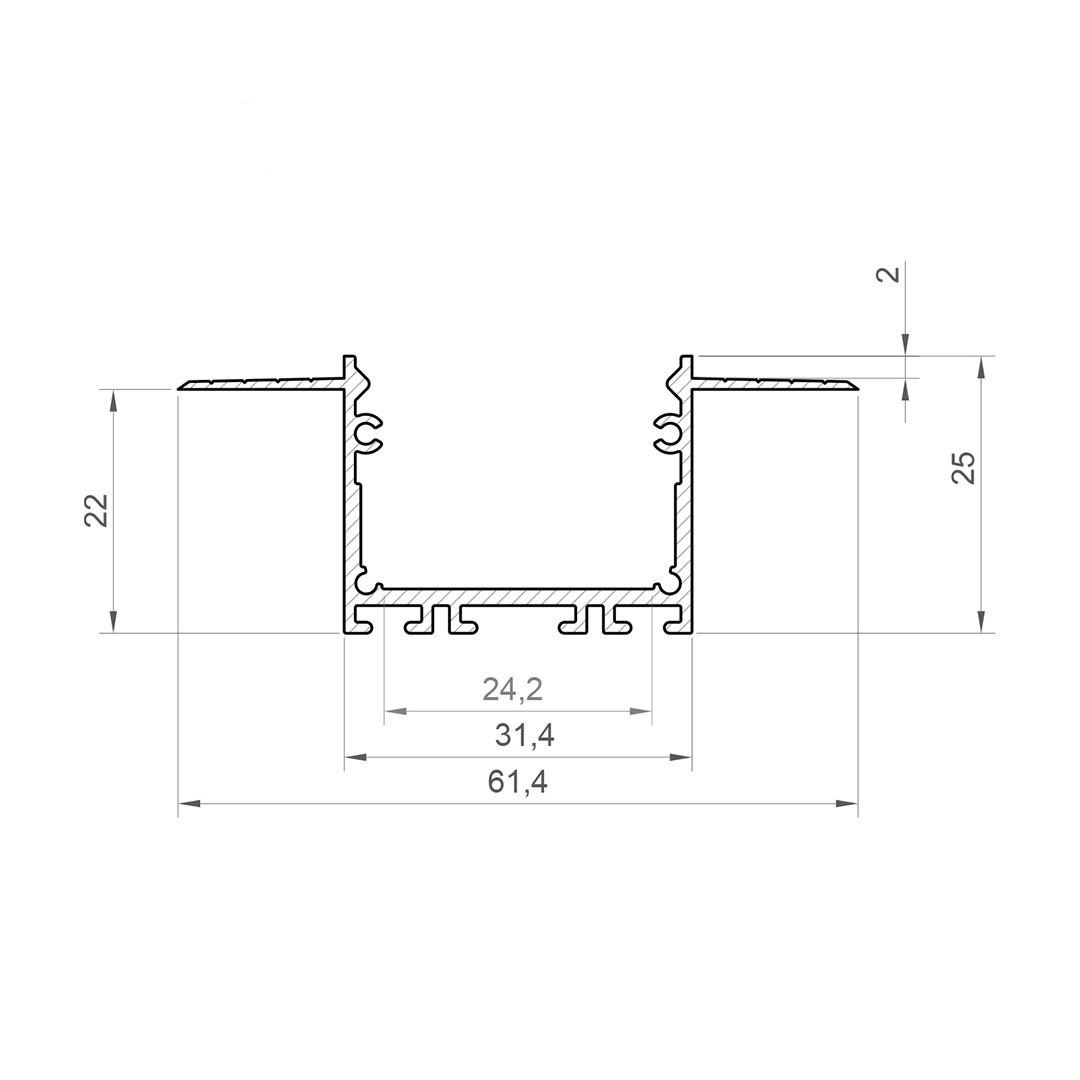 Profil aluminiu LED încastrat GK22-7 argintiu anodizat [3]