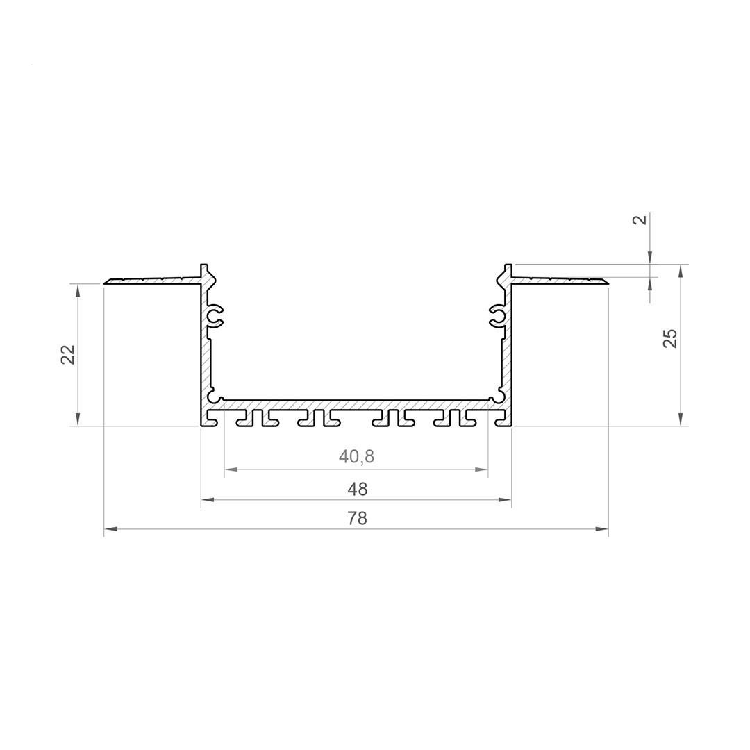 Profil aluminiu LED încastrat GK23-7 argintiu anodizat [2]