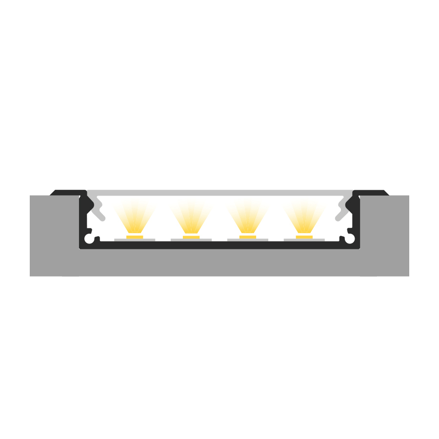Profil aluminiu LED încastrat P21-1 negru [2]
