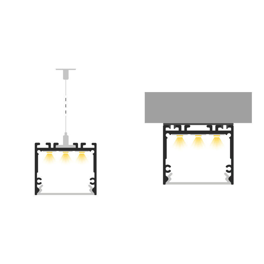 Profil aluminiu LED aplicat P22-3 negru [7]