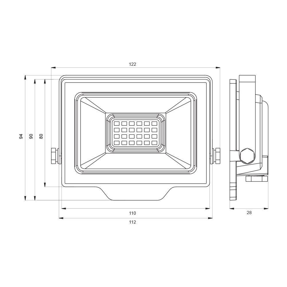 Proiector LED 20W • 1800lm • 6400K • IP65 • 110° - RICH LED, negru [2]