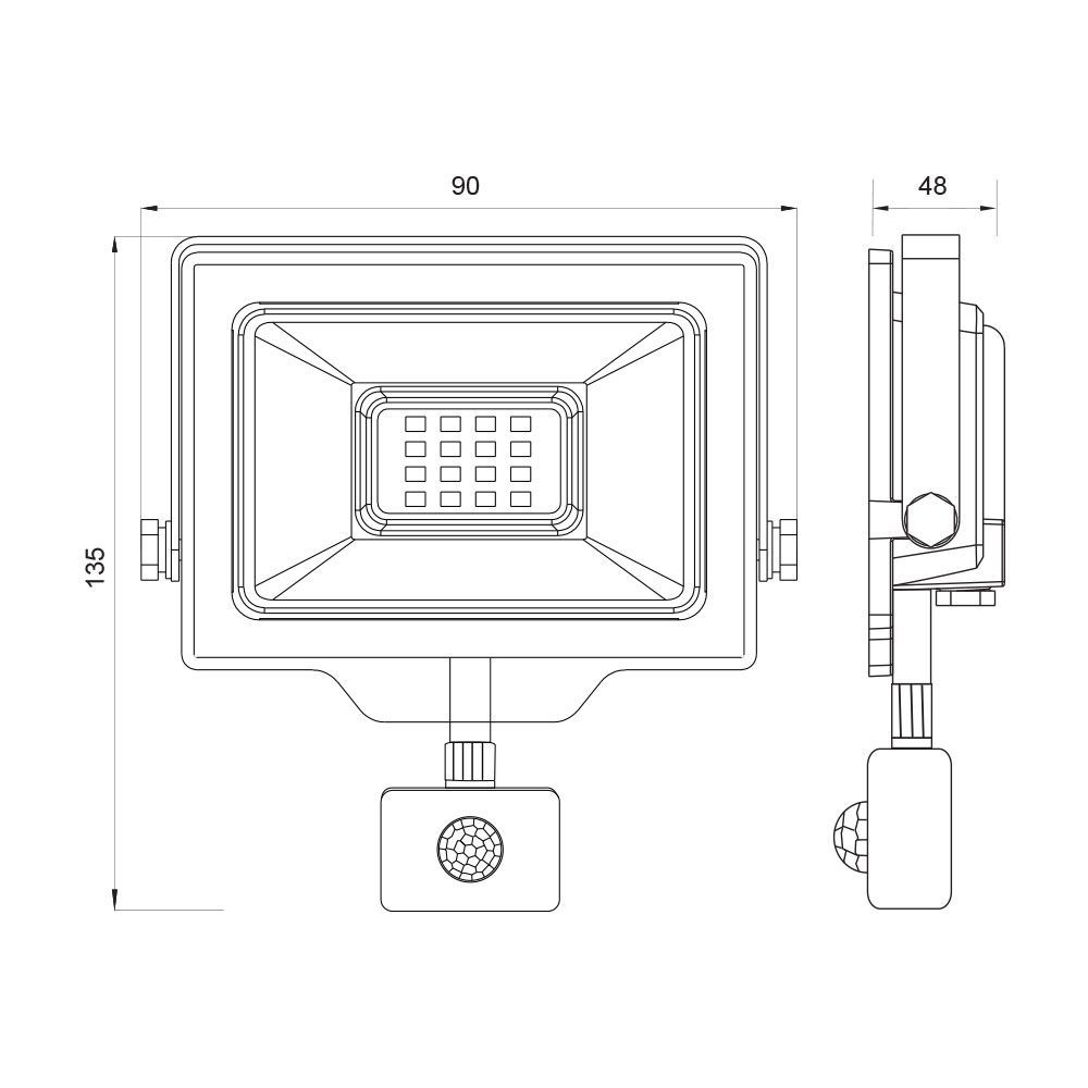 Proiector LED cu senzor de mișcare 10W • 900lm • 6400K • IP44 • 110° - SHIFT LED, negru [2]