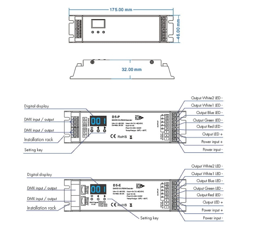 Receptor LED DMX512 • 12-48V • 5×4A • 5 canale - D5-P [3]