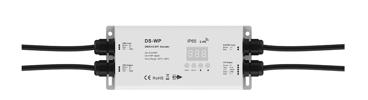 Receptor LED pentru bandă digitală RGB • DMX512 • 5-24V • 10A • IP65 - DS-WP [2]