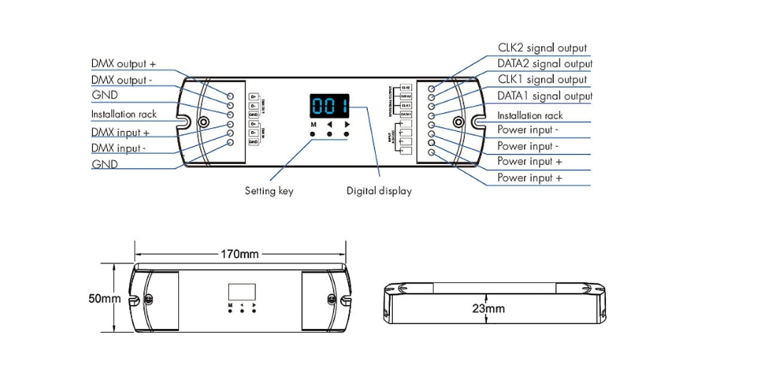 Receptor LED pentru bandă digitală RGB • DMX512 • 5-24V • 8A - DS-L [4]