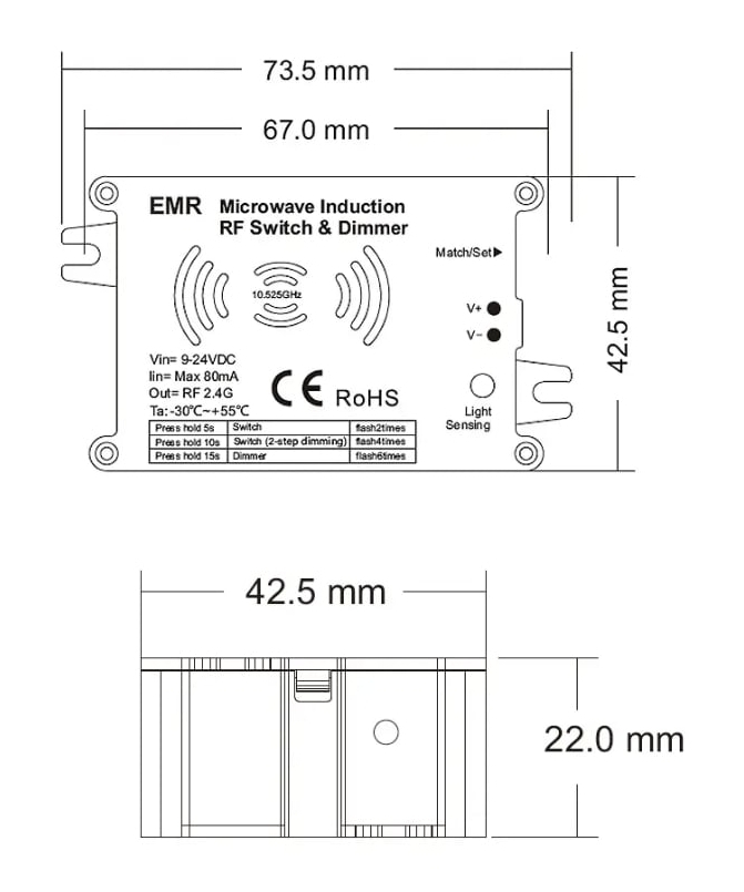 Senzor microunde pentru bandă LED 9-24V [2]