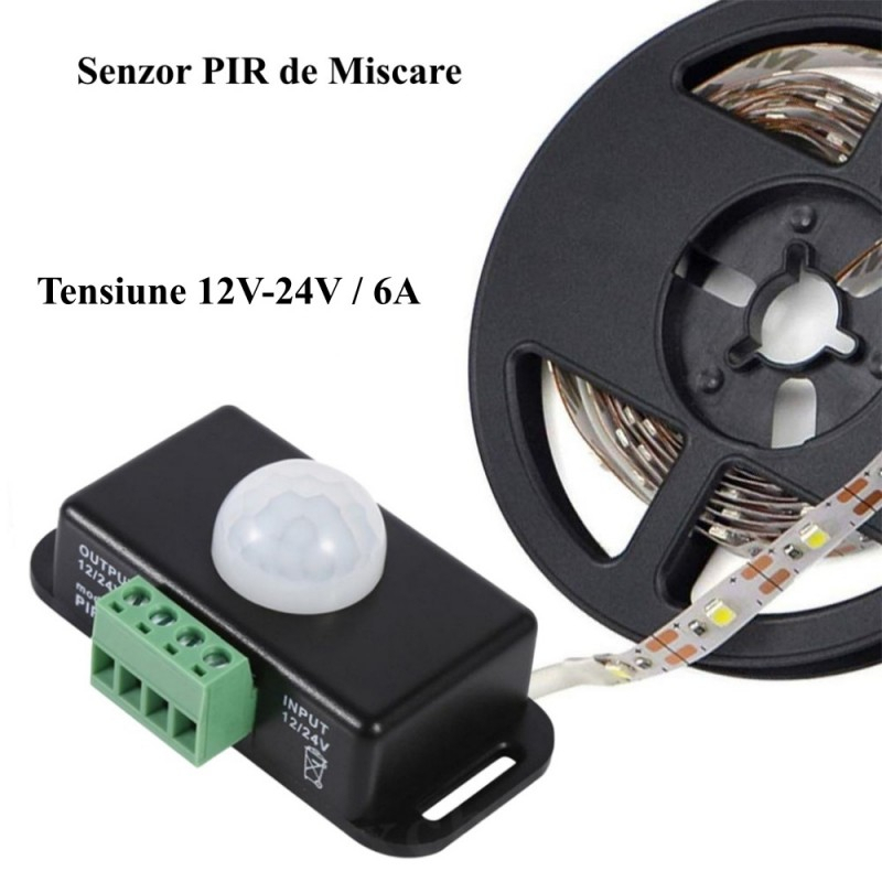 SENZOR PIR-8 COMUTATOR MISCARE 12V-24V/6A - accesoriu bandă LED [5]