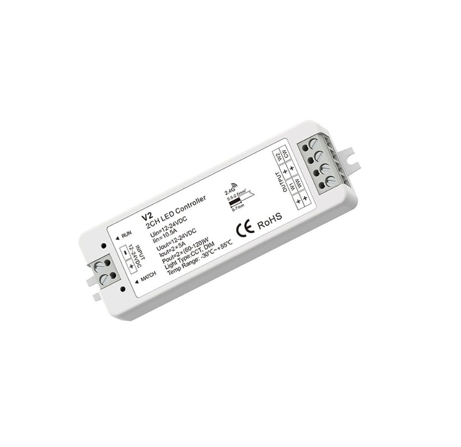Set dimmer LED CCT (alb reglabil) • 1 zonă, cu telecomandă și receptor [2]