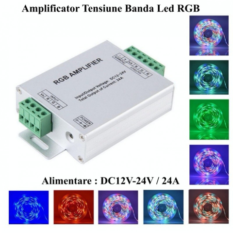 Amplificatoare și splittere - Amplificator LED RGB • 12-24V • 24A