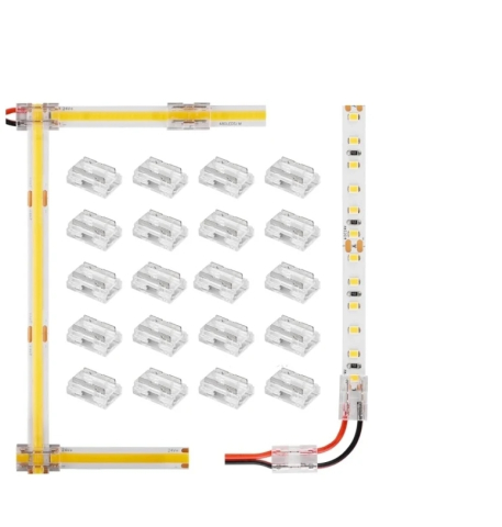 Conectori bandă LED - Conector banda led PC transparent 9 in 1 pentru banda SMD si COB 8mm - accesoriu bandă LED