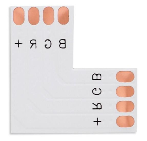 Accesorii bandă LED - Conector PCB în unghi drept pentru benzi LED RGB - accesoriu bandă LED