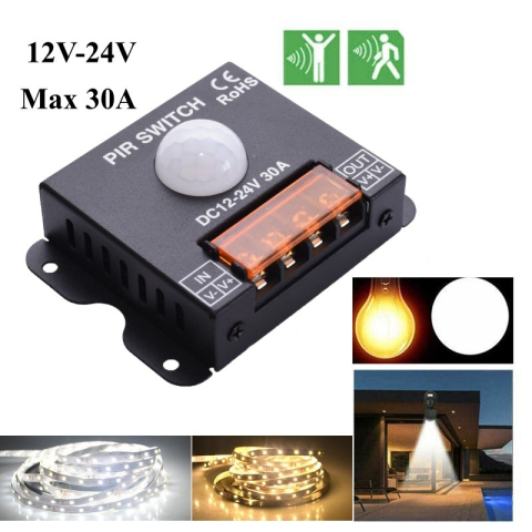 Controlere și dimmere - SENZOR PIR-30 COMUTATOR MISCARE 12V-24V/30A - accesoriu bandă LED