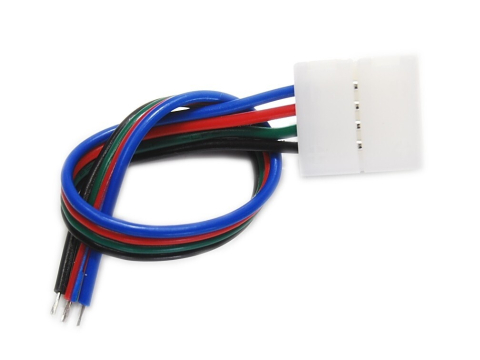 Accesorii bandă LED - Conector unic RGB de 10 mm cu cablu - accesoriu bandă LED