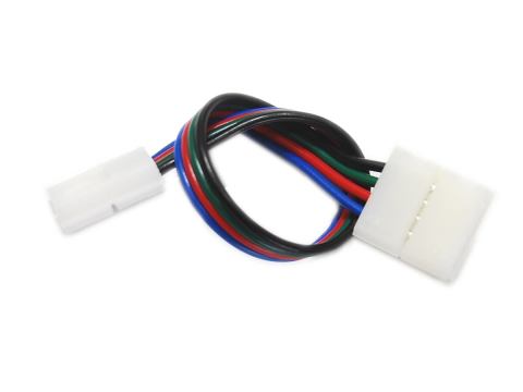 Accesorii bandă LED - Conector unghiular RGB de 10 mm cu cablu - accesoriu bandă LED