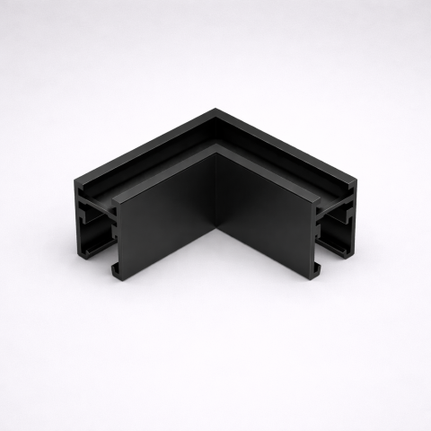 Conectori și accesorii slim 24V - Conector de colț pentru șină magnetică aplicată 24V slim • 90° - negru (AS05-SMT-L)