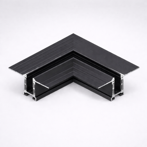 Conectori și accesorii slim 24V - Conector de colț pentru șină magnetică încastrată 24V slim • 90° - negru
