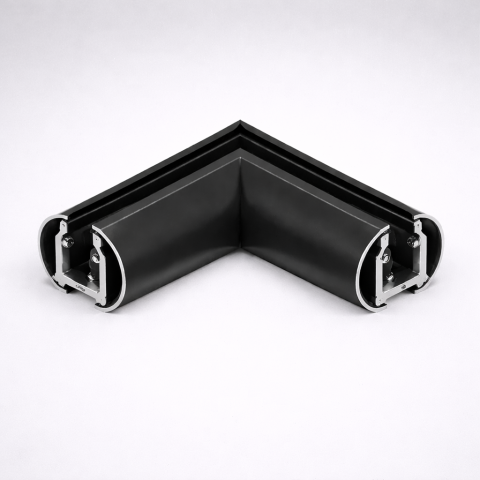 Conectori și accesorii slim 24V - Conector de colț pentru șină magnetică suspendată 24V slim • 90° - negru