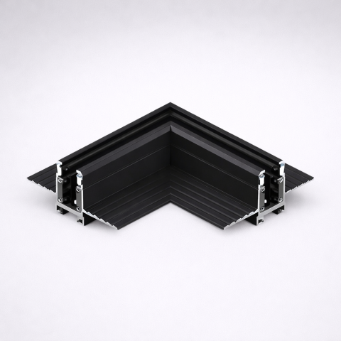Iluminat pe șină magnetică - Conector de colț pentru șină magnetică trimless 24V slim • 90° - negru