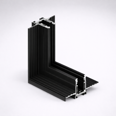 Iluminat pe șină magnetică - Conector de colț pentru șină magnetică trimless încastrată 24V slim • 90° - negru