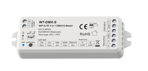 Controlere și receptoare - Controler LED multifuncțional • DMX512 / WiFi • 12-36V - WT-DMX-S