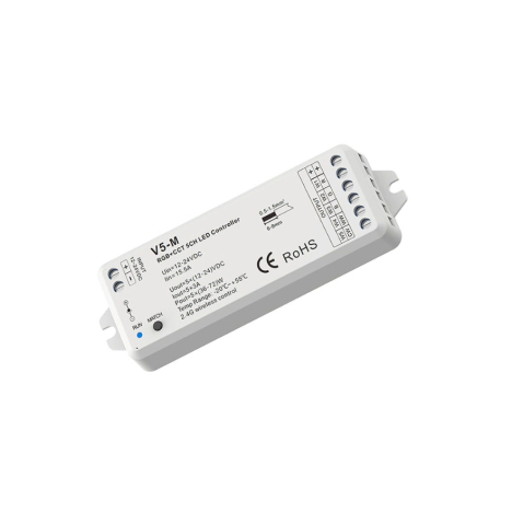 Controlere și receptoare - Controler LED RGB+CCT • 12-24V • 5×3A - V5-M