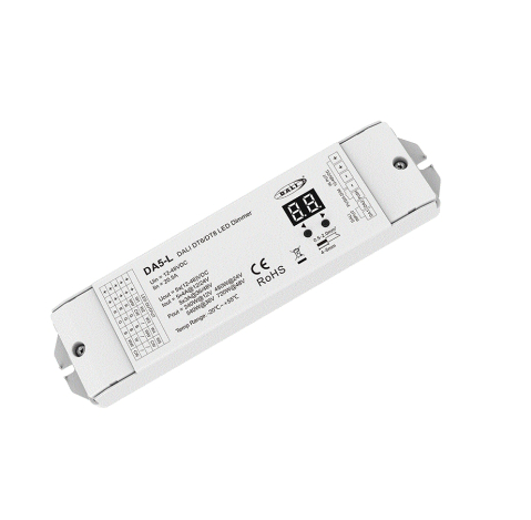 Controlere și receptoare - Controler LED RGB+CCT • DALI • 12-24V • 5×4A - DA5-L