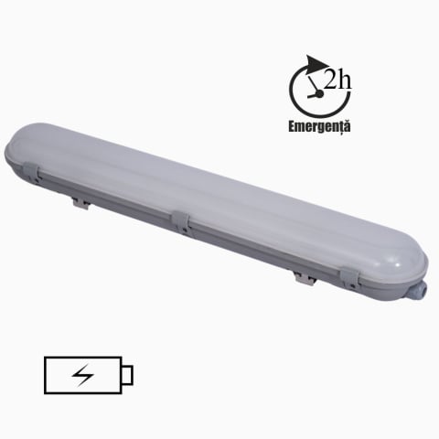 Corpuri liniare - Corp liniar LED 20W • 6500K • 270° • Ra80 • IP65 • 600×94×72 mm - plastic, gri