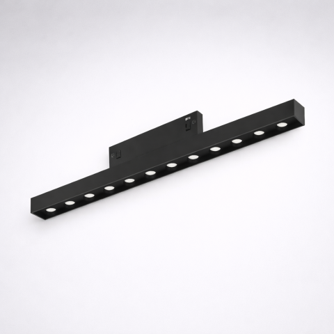 Iluminat pe șină magnetică - Corp liniar magnetic 24V • 12W • 3000K • 684lm • 24° • Ra90 • 232mm - negru