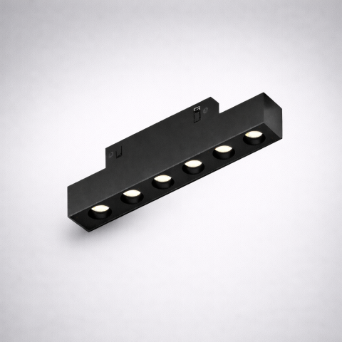 Iluminat pe șină magnetică - Corp liniar magnetic 24V • 6W • 4000K • 378lm • 24° • Ra90 • 118mm - negru