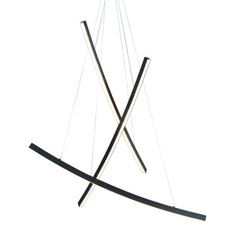 Lustre și pendule - Corp suspendat liniar LED 60W • 3000K • 4200lm • 102 cm × H110 cm - aluminiu, negru