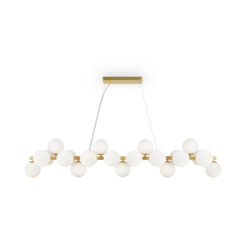 Lustre și pendule - Corp suspendat liniar LED Dallas 28W • 123,5 cm × H133,9 cm - metal, sticlă, auriu