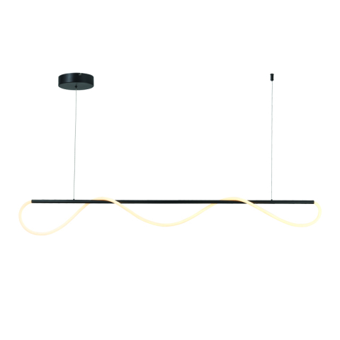 Corpuri de iluminat - Corp suspendat liniar LED Wave 60W • 3000K • 3300lm • 190 cm × H215 cm - metal, negru