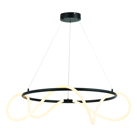 Lustre și pendule - Lustră LED 60W • 3000K • 3400lm • Ø80 cm × H230 cm - metal, negru