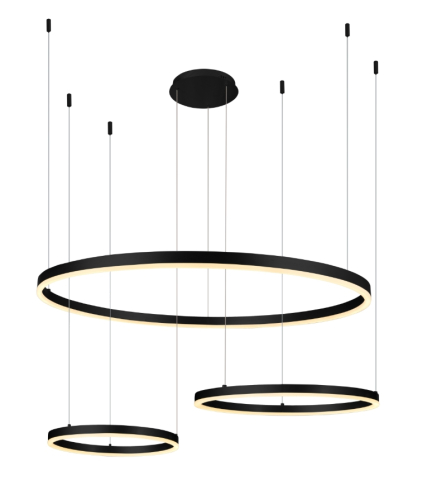 Corpuri de iluminat - Lustră LED 70W • 3000K • 5600lm • Ø40/60/80 cm - negru