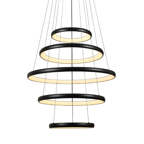 Lustre și pendule - Lustră LED 80W • CCT reglabil • 6400lm - metal, acril, negru