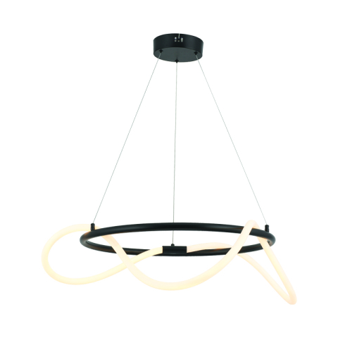 Corpuri de iluminat - Lustră LED Wave 36W • 3000K • 2100lm • Ø60 cm × H230 cm - metal, negru