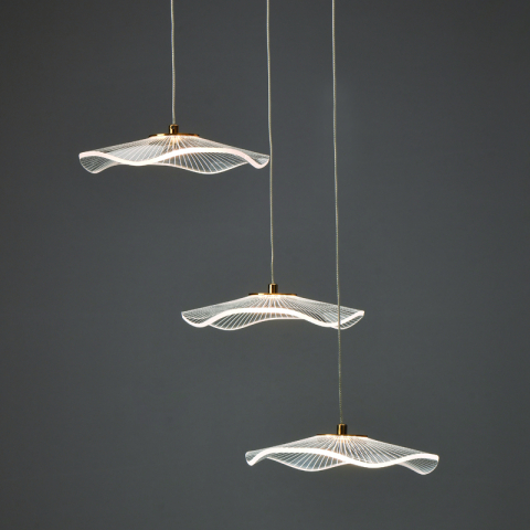 Corpuri de iluminat - Pendul LED Ninfea 15W • 3000K • 1050lm • Ø43 cm × H210 cm - metal, alamă