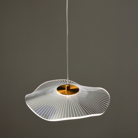 Corpuri de iluminat - Pendul LED Ninfea 5W • 3000K • 400lm • Ø22 cm × H160 cm - metal, alamă