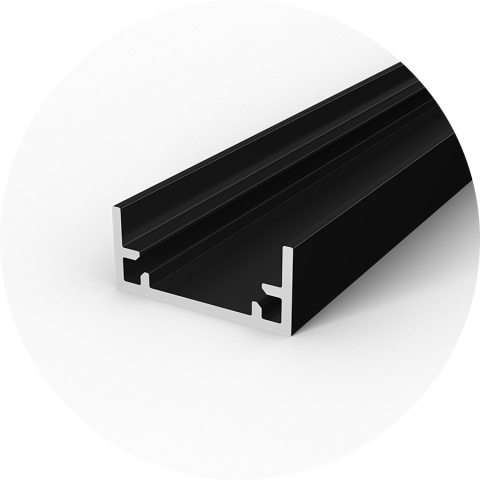 Profile aluminiu pentru bandă LED - Profil aluminiu LED P11-1 negru