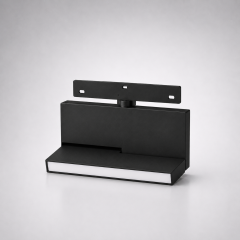 Iluminat pe șină magnetică - Proiector liniar pliabil magnetic 24V • 6W • 3000K • 236lm • 120° • Ra90 • 118mm - negru