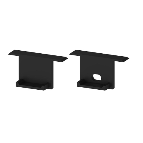 Profile aluminiu pentru bandă LED - Set de capace de capat din plastic negru P18-2 [C13] - accesoriu profil LED