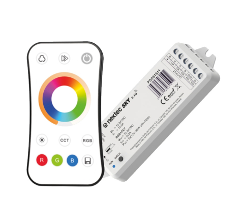 Controlere și receptoare - Set telecomandă LED RGB+CCT • RF 2,4 GHz • 12-24V, cu receptor