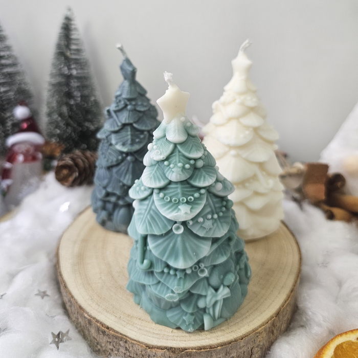 Set decorativ Crăciun – Trei brăduți cu detalii festive [5]