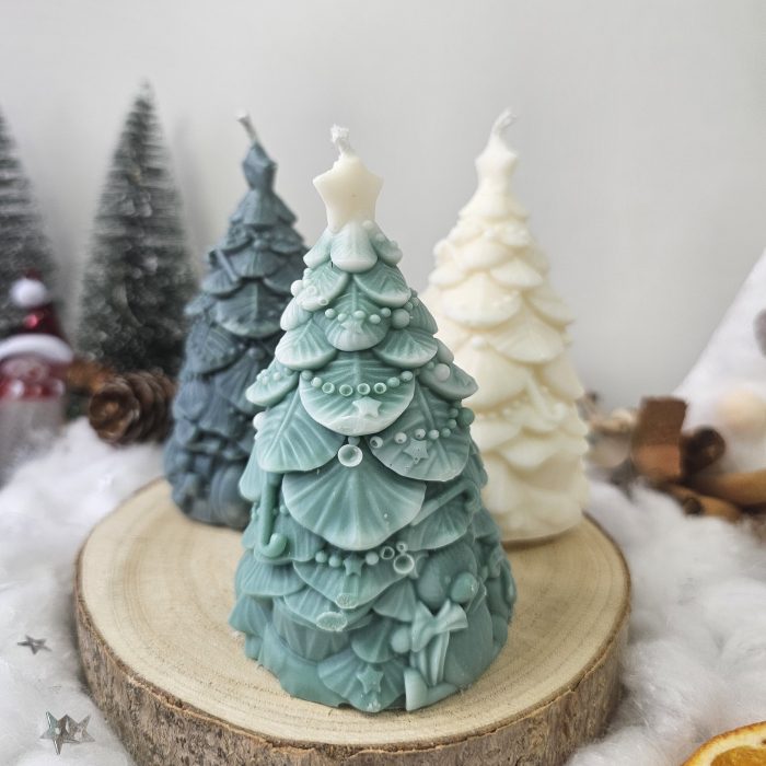 Set decorativ Crăciun – Trei brăduți cu detalii festive [6]