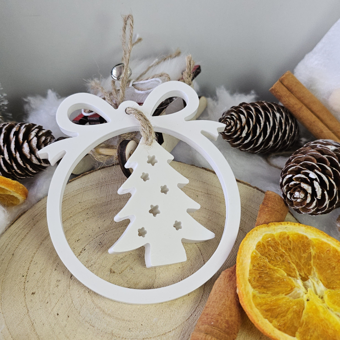 Decor ceramic „Bradul cu Stele” – Alb – 45g – Ornament festiv din praf ceramic [2]