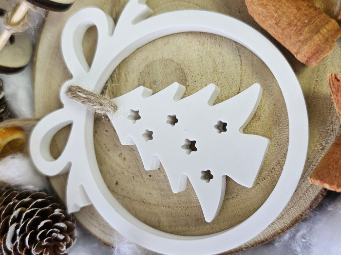 Decor ceramic „Bradul cu Stele” – Alb – 45g – Ornament festiv din praf ceramic [5]