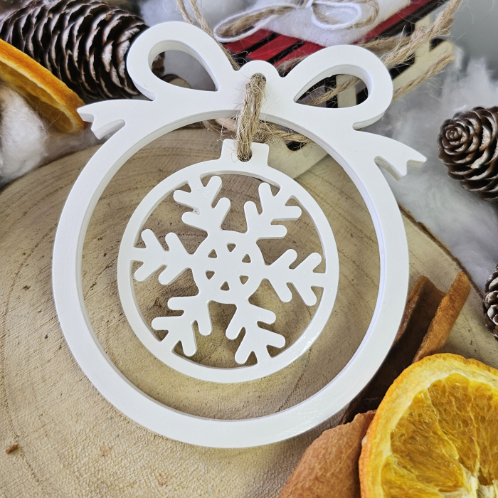 Decor ceramic „Globul cu Fulg” – Alb – 45g – Ornament festiv din praf ceramic [4]