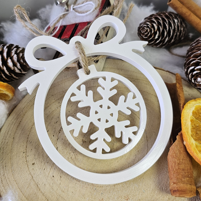 Decor ceramic „Globul cu Fulg” – Alb – 45g – Ornament festiv din praf ceramic [2]