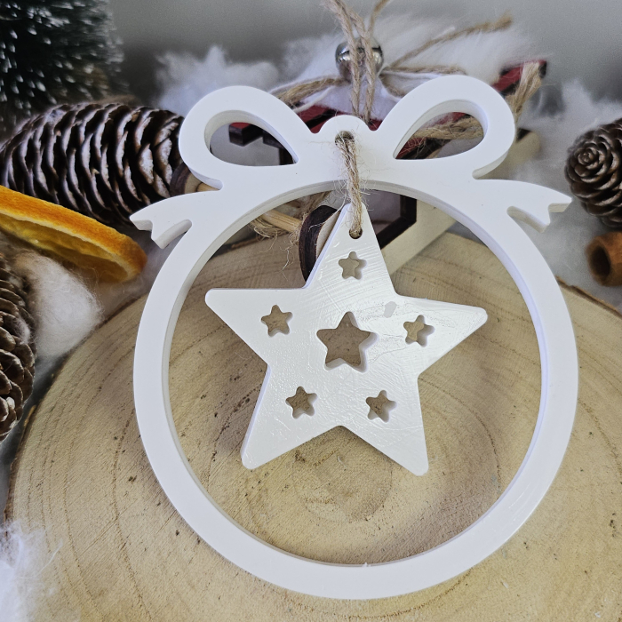 Decor ceramic „Steaua din Cerc” – Alb – 45g – Ornament festiv din praf ceramic [8]