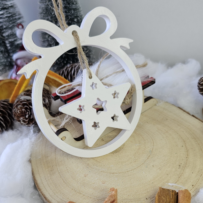 Decor ceramic „Steaua din Cerc” – Alb – 45g – Ornament festiv din praf ceramic [7]